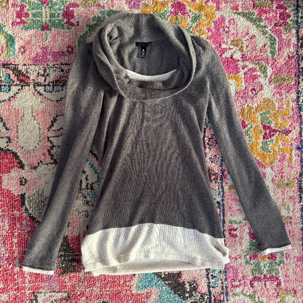 Aqua Cashmere Cowl Neck Sweater Women's Size Small Cashmere Silk Blend